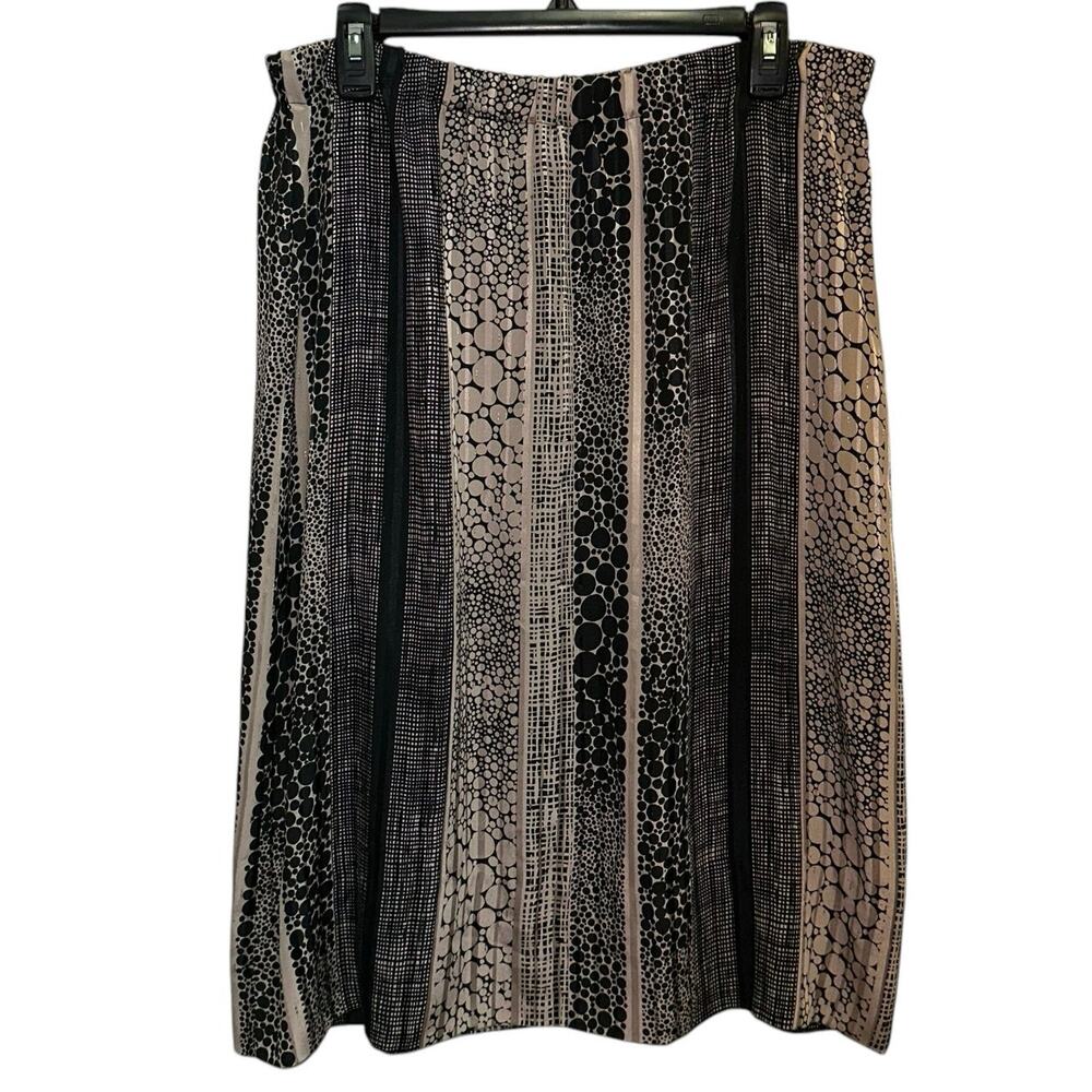 Handmade Abstract Print Skirt Medium Neutral Black Beige Midi Skirt
